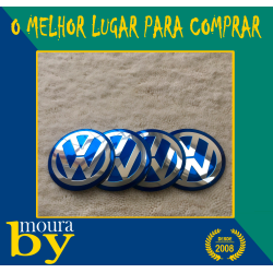 4 Centros de Jante 65mm Volkswagen Azul  VW 65 mm