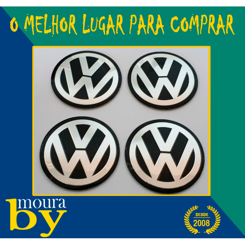4 Centros de Jante 65mm Volkswagen VW 65 mm