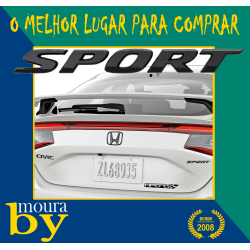 Emblema Sport Honda Civic accord logotipo preto matte 3D