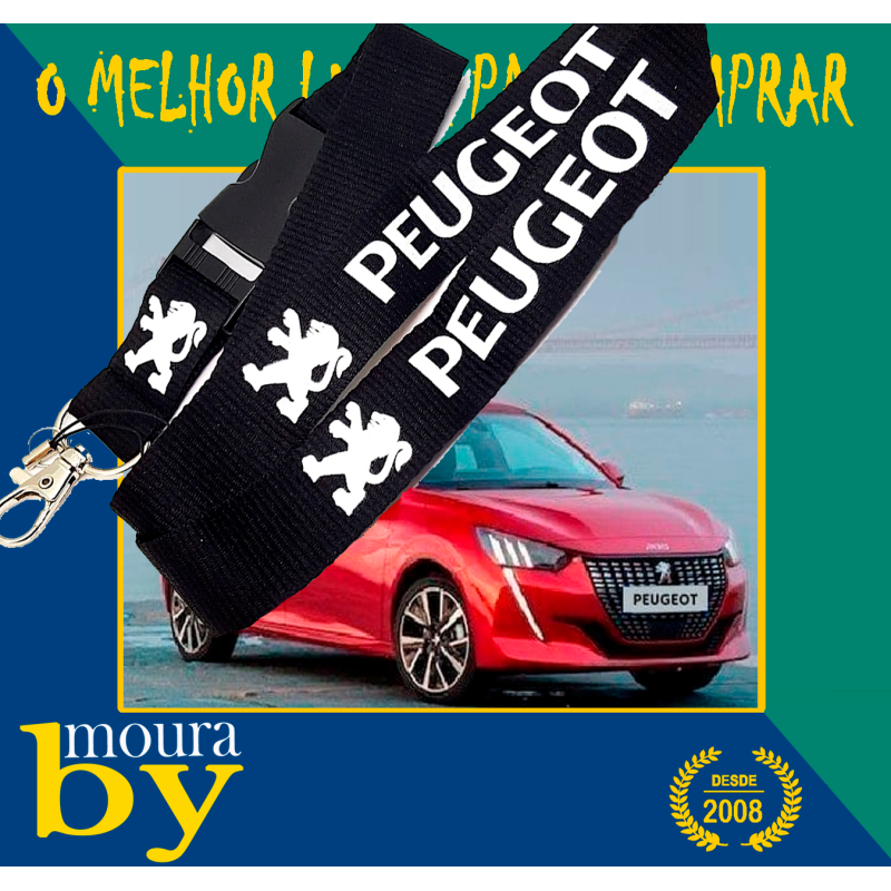 Fita porta chaves telemóvel Cartões identificação Peugeot