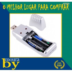 Carregador de pilhas USB Baterias NICD/NIMH 2xAA/AAA 200mA