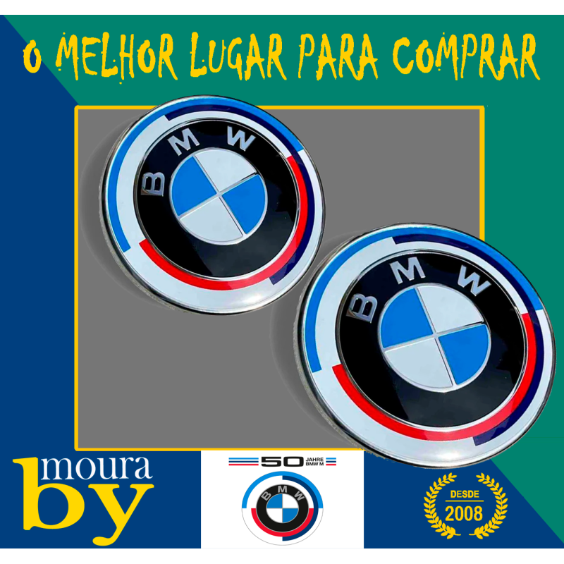 Conjunto de Emblemas Traseiro e frontal BMW M 50 Anos de 82mm