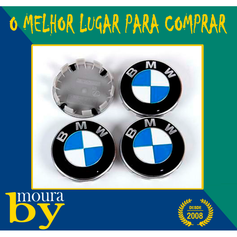 Conjunto de 4 Centros De Jante Azul Emblema BMW 68mm 68 mm